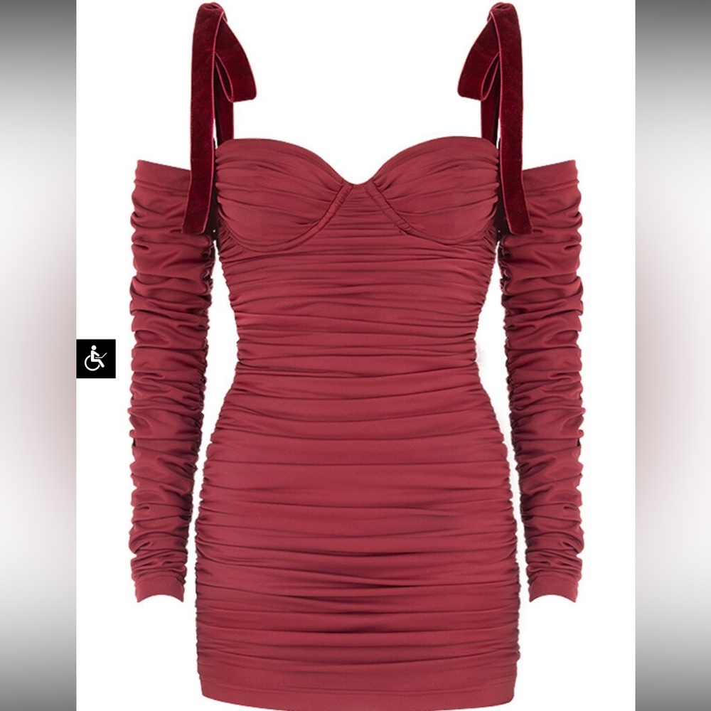 NWT Mistress Rocks Off-Shoulder Long Sleeve Dress Sz S